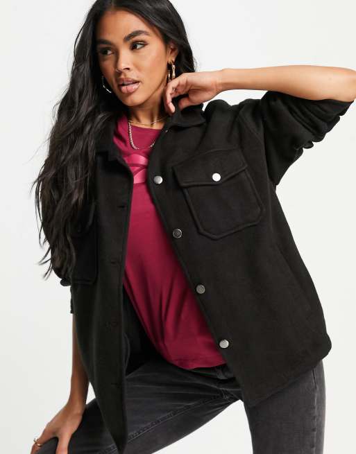 I Saw it First - Jersey shacket in zwart  