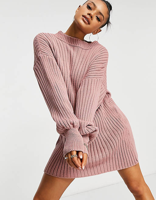 I Saw It First knitted jumper dress in pink