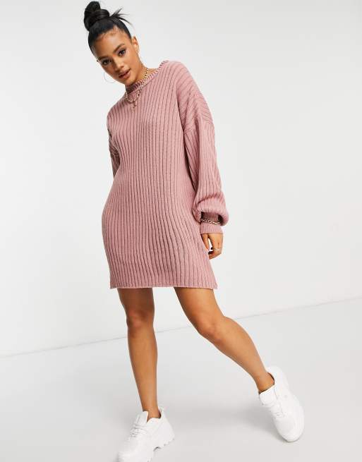 Pink knitted 2024 jumper dress