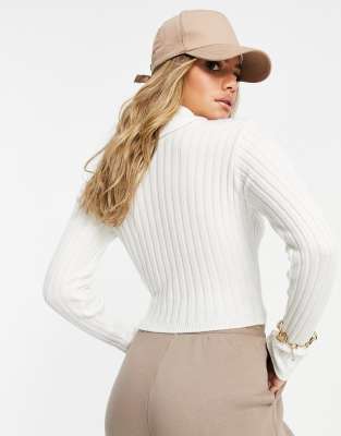 cream roll neck cropped jumper