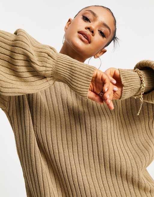 I Saw It First knitted sweater dress in mocha, 3 of 4