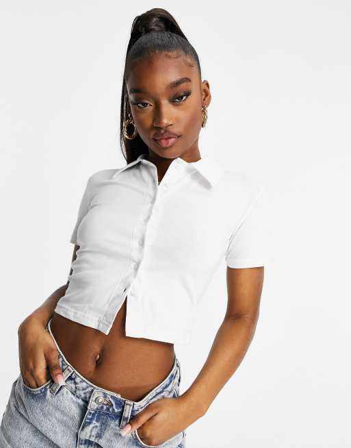 I Saw It First – Kurzärmliges Poloshirt in Weiß