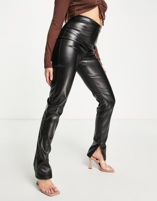 I Saw It First leather look legging with split hem in black - ASOS Price Checker