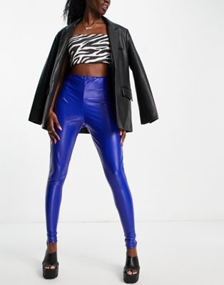 I Saw It First leather look leggings in blue - ASOS Price Checker