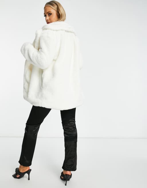 I Saw It First longline super soft faux fur coat in white