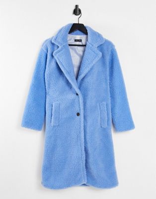 I Saw it First longline teddy coat in blue