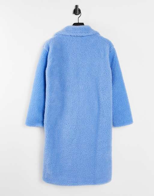 I Saw it First longline teddy coat in blue