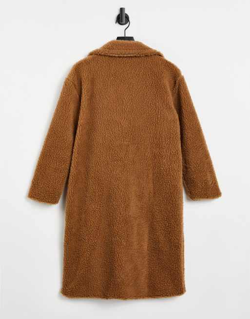 I Saw it First longline teddy coat in brown