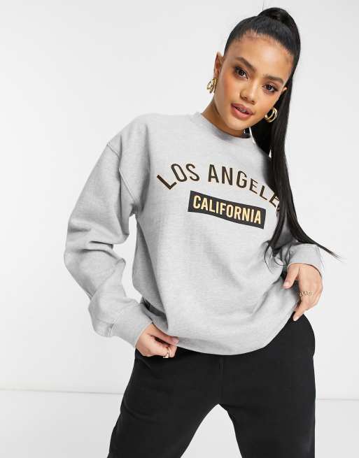 Los Angeles California Print Hoodies Women Drop-shoulder Pullovers