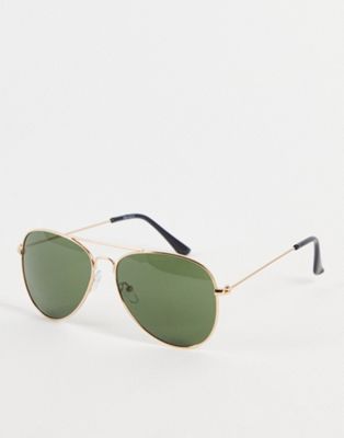 I Saw It First metal frame aviator sunglasses in black and gold