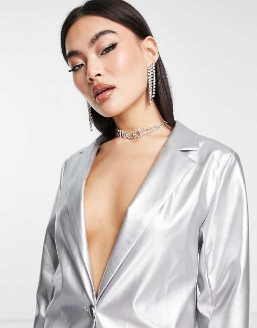 Metallic hot sale blazer womens