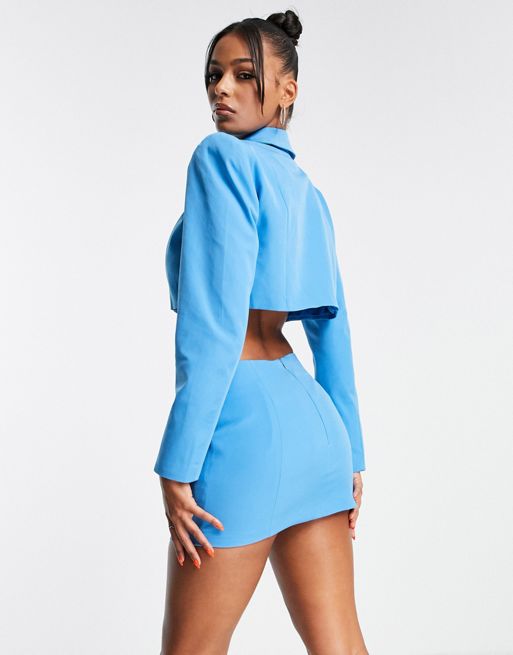I Saw It First micro mini tailored skirt co-ord in blue