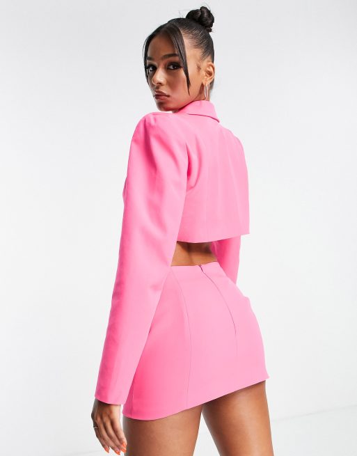 I Saw It First micro mini tailored skirt (part of a set) in hot pink, 2 of 4