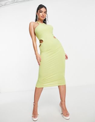 I Saw It First midi dress with cut-out detail in olive-Green