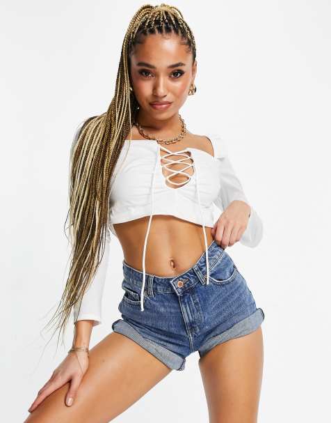 I Saw It First milkmaid crop top in white - view 1