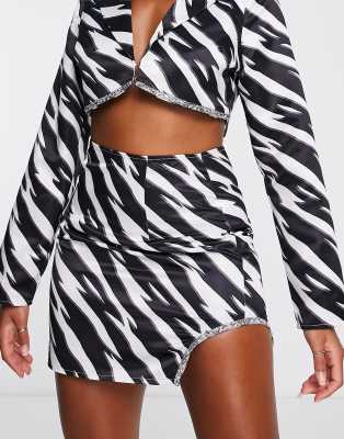 I Saw It First mini skirt with embellishment trim co-ord in zebra