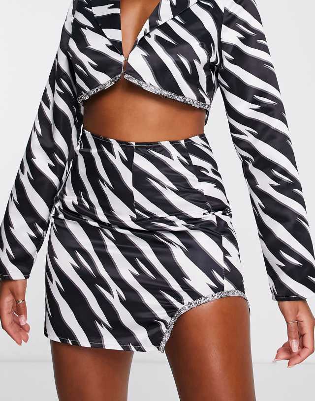 I Saw It First - mini skirt with embellishment trim co-ord in zebra