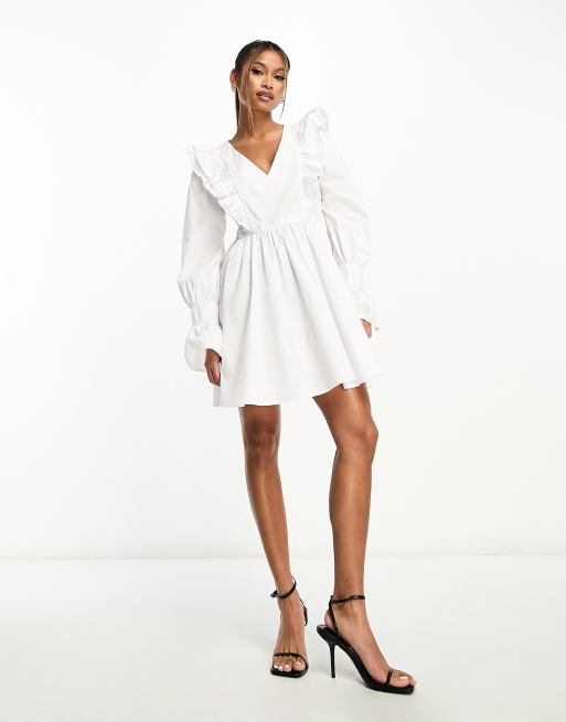 White ruffle smock hot sale dress