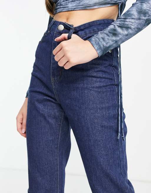 I Saw it First - Mom jeans met hoge taille in donkere wassing , 2 van 4