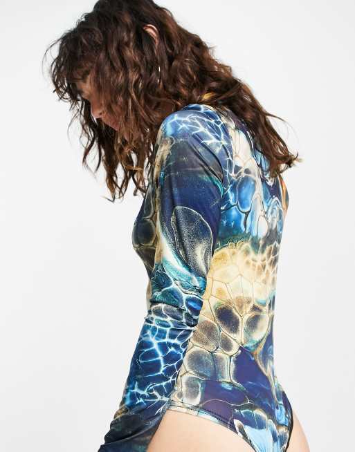 I Saw It First – Mönstrad body i mesh med långa ärmar – Endast hos ASOS, 4 av 4