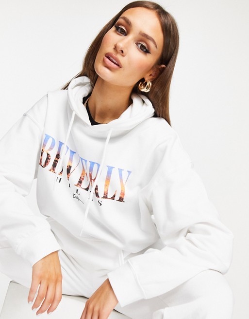 I Saw It First motif hoodie in white