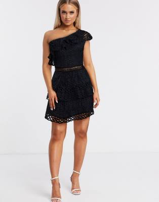 one shoulder crochet dress