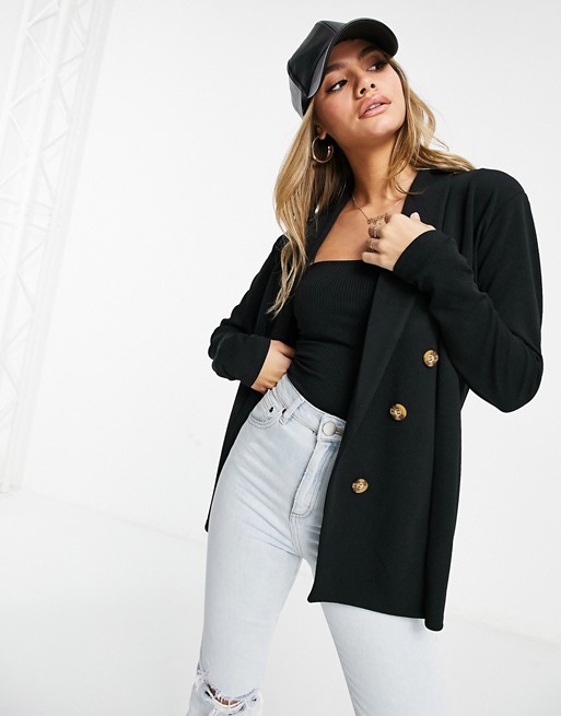I Saw It First oversized double breasted blazer in black