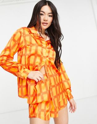 I Saw It First oversized marble shirt co-ord in geo print