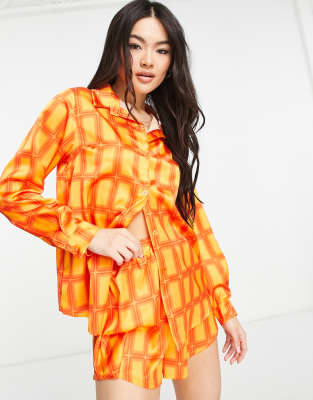 I Saw It First Oversized Marble Shirt In Geo Print - Part Of A Set-multi