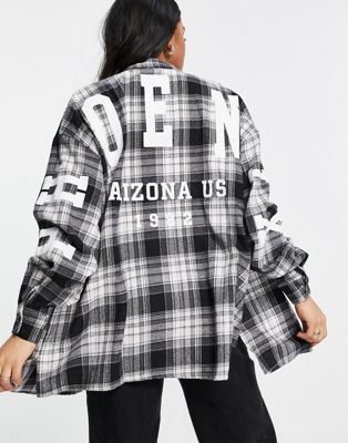 I Saw It First oversized motif detail shirt in mono check