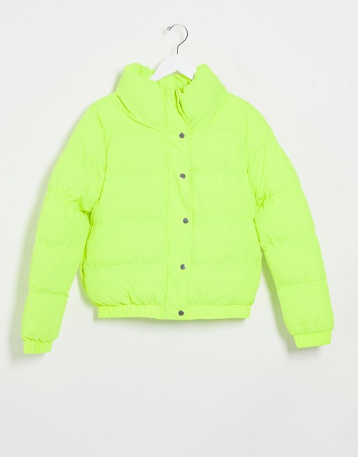 I Saw It First oversized padded coat in neon yellow