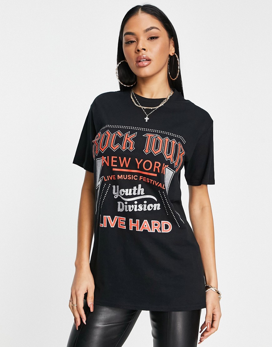 I Saw It First oversized rock tour t-shirt in black