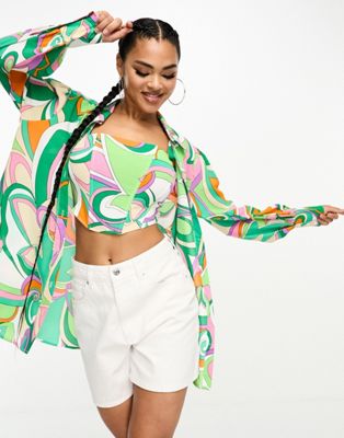 I Saw It First oversized shirt in bright retro print - ASOS Price Checker