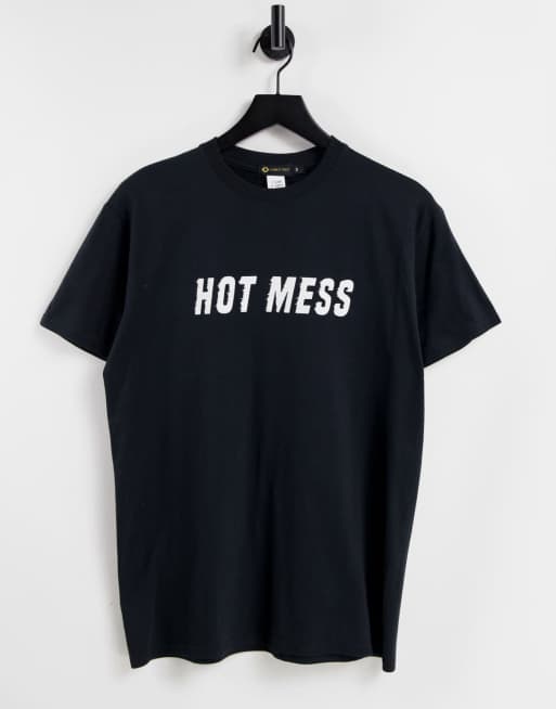 I Saw It First oversized tee with slogan front in black 
