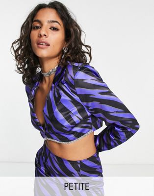 I Saw It First Petite cropped blazer with embellishment co-ord in zebra - ASOS Price Checker