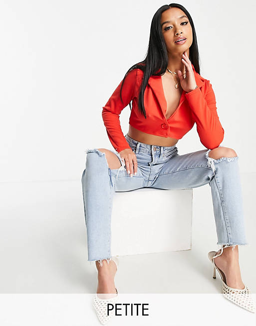 I Saw It First Petite cropped blazer in tomato red (part of a set)
