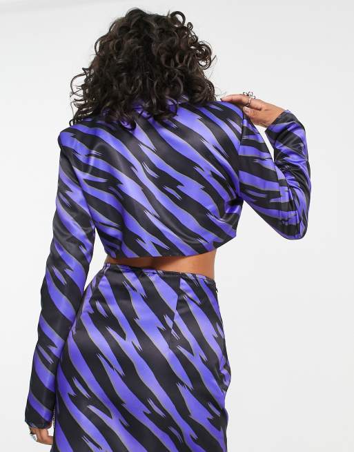 I Saw It First Petite cropped blazer with embellishment co-ord in zebra, 2 of 4