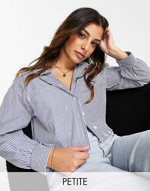 Women Shirts & Blouses/I Saw It First Petite cropped shirt in blue 