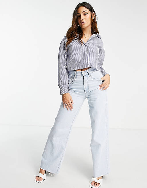 Women Shirts & Blouses/I Saw It First Petite cropped shirt in blue 