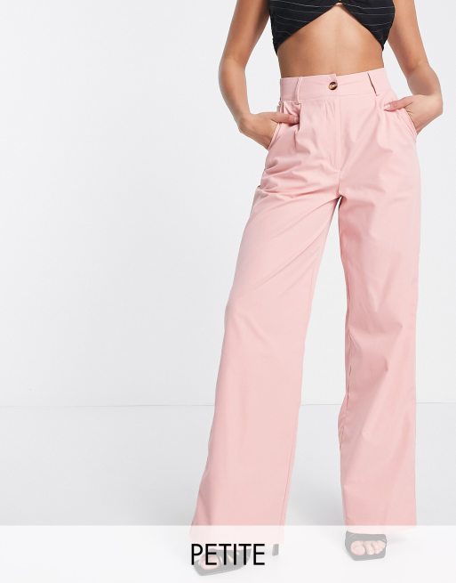 I Saw It First Petite – Elegante Hose in Blassrosa mit weitem Bein