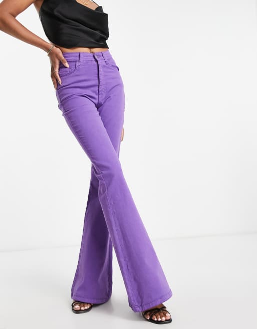 Purple flared hot sale pants