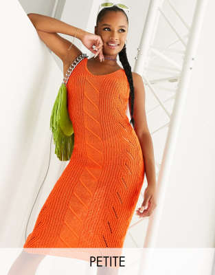 knit midi dress in orange