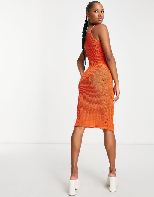 I Saw It First Petite – Midi-Strickkleid in Orange, 3 von 4