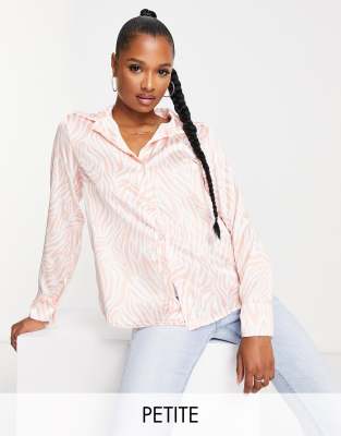 I Saw It First Petite Oversized Shirt In Pink Zebra Print-multi