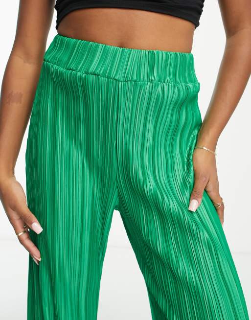 I Saw It First Petite plisse pants in green | ASOS