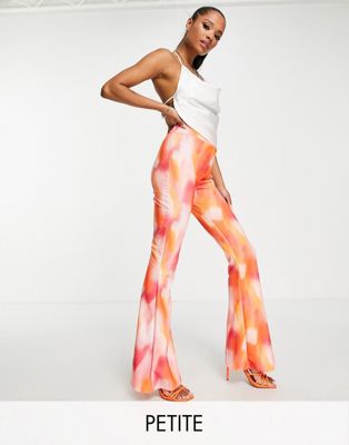 I Saw It First Petite scuba flared trousers co-ord in smudge print
