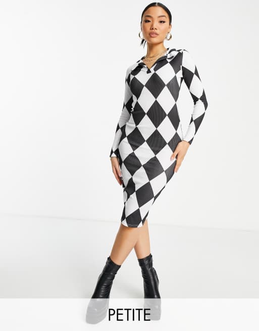 I Saw It First Petite - Vestito midi a scacchi monocromatico