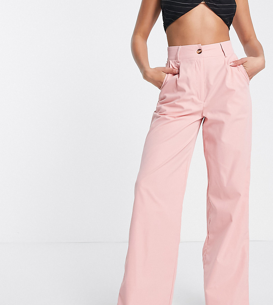 I Saw It First Petite wide leg tailored pants in pale pink-Yellow