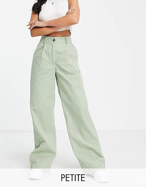 Women I Saw It First Petite wide leg tailored trousers in sage 