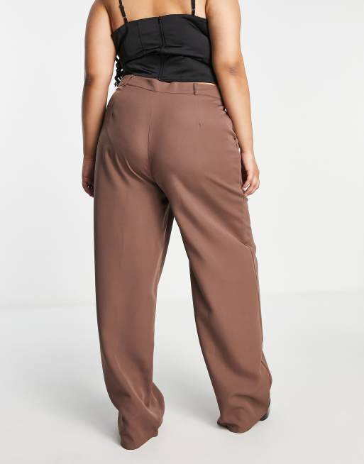 I Saw It First Plus - Broek met wijde pijpen in mauve, deel van combi-set, 2 van 4